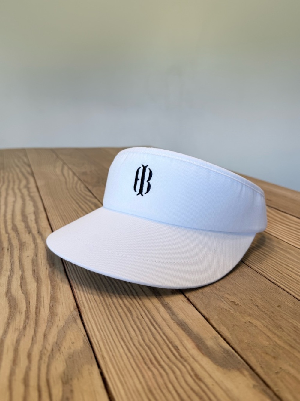 White Visor Hat with Black Monogram Logo - Men’s Fashion Sun Visor